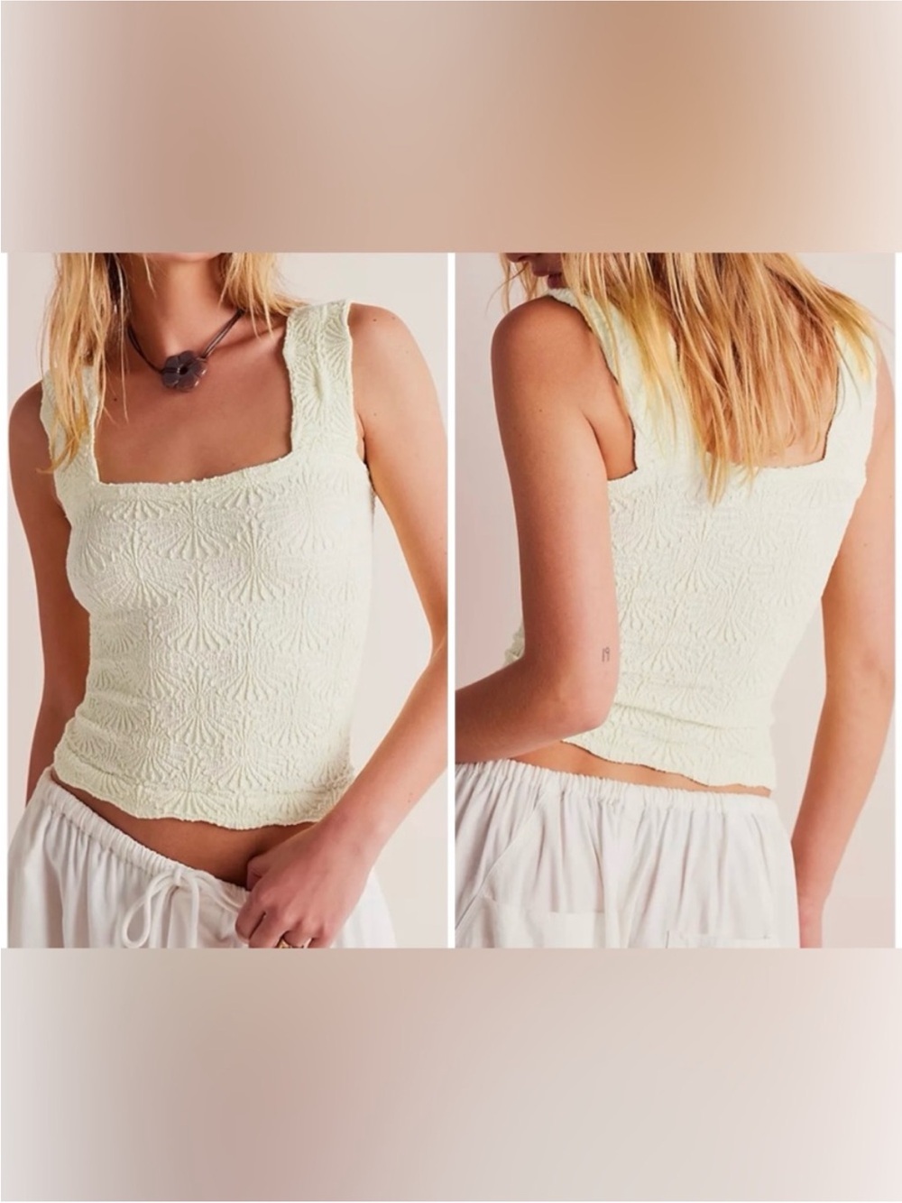 NWOT Free People FP Intimately Love Letter Cami - ivory white - M/L